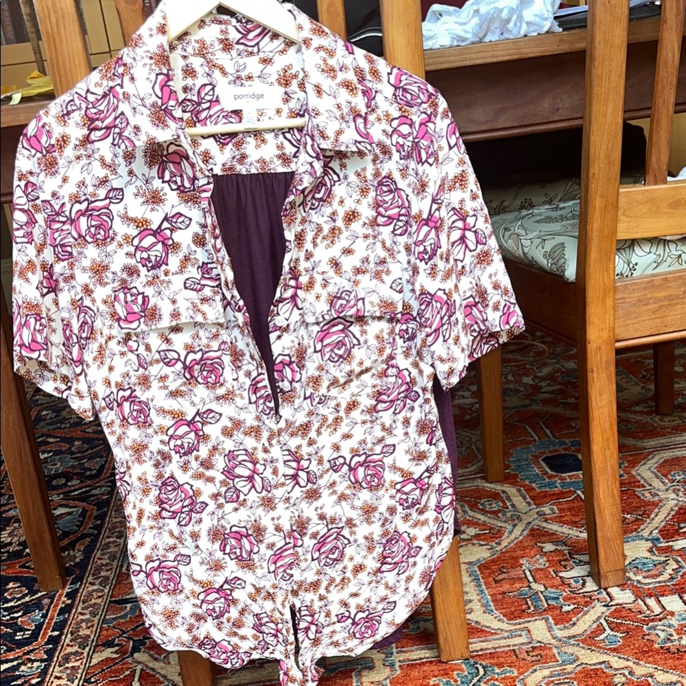 Porridge Women's Floral Blouse - Pink, maroon and cream